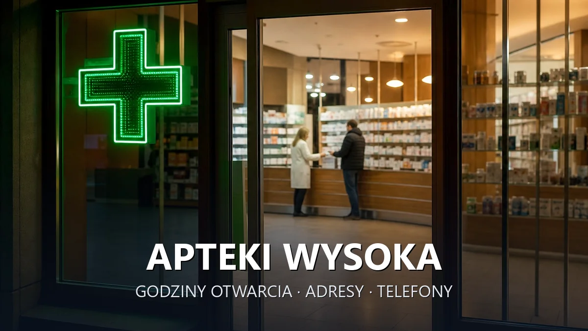 Apteki Wysoka, gmina Wadowice, powiat wadowicki - adresy, telefony, godziny otwarcia