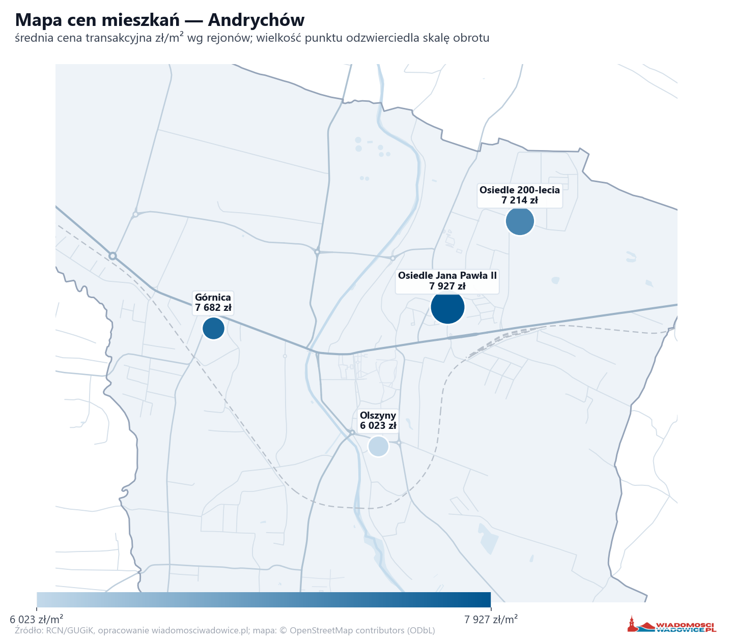 Mapa cen mieszkań - Andrychów