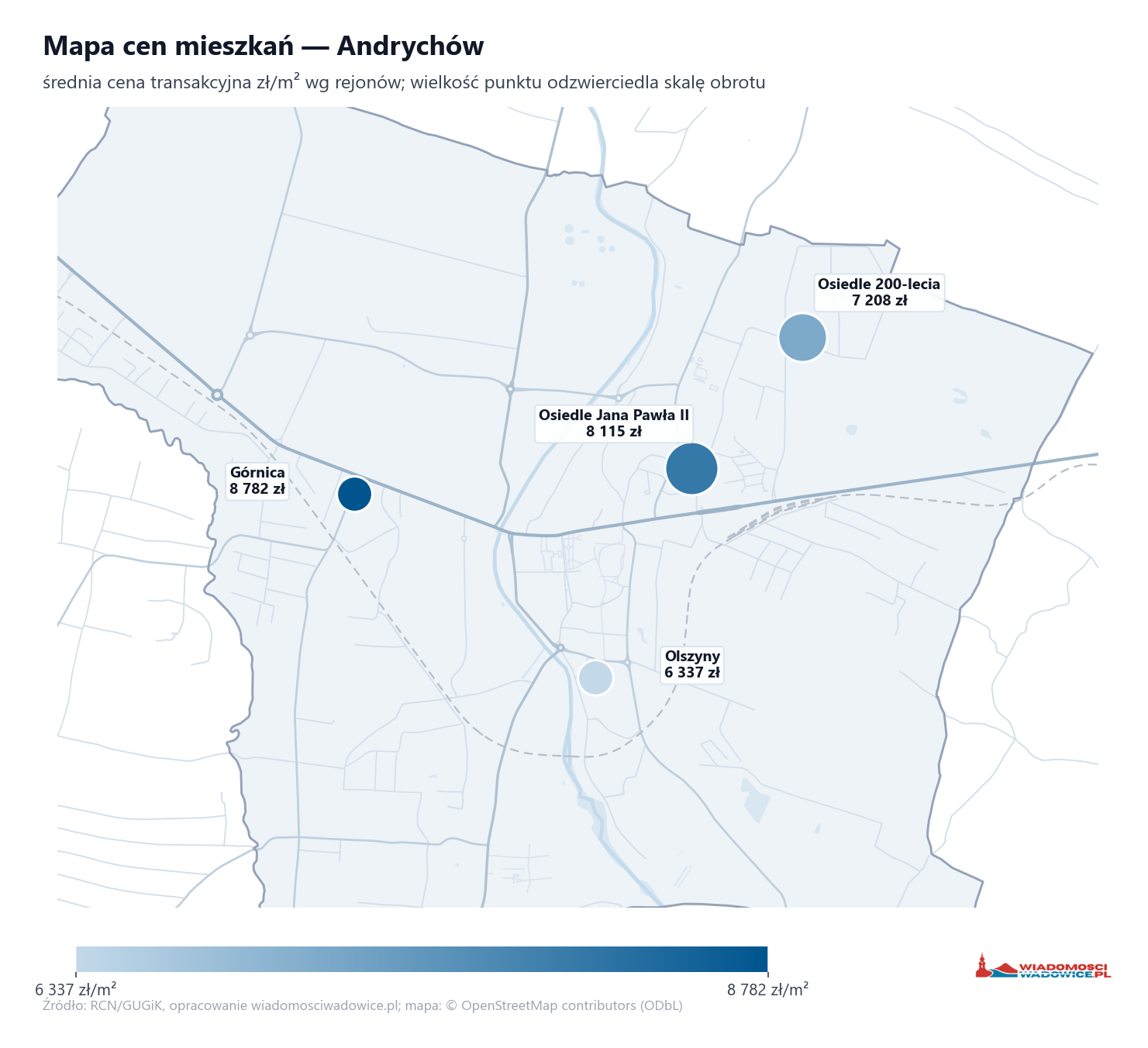 Mapa cen mieszkań - Andrychów