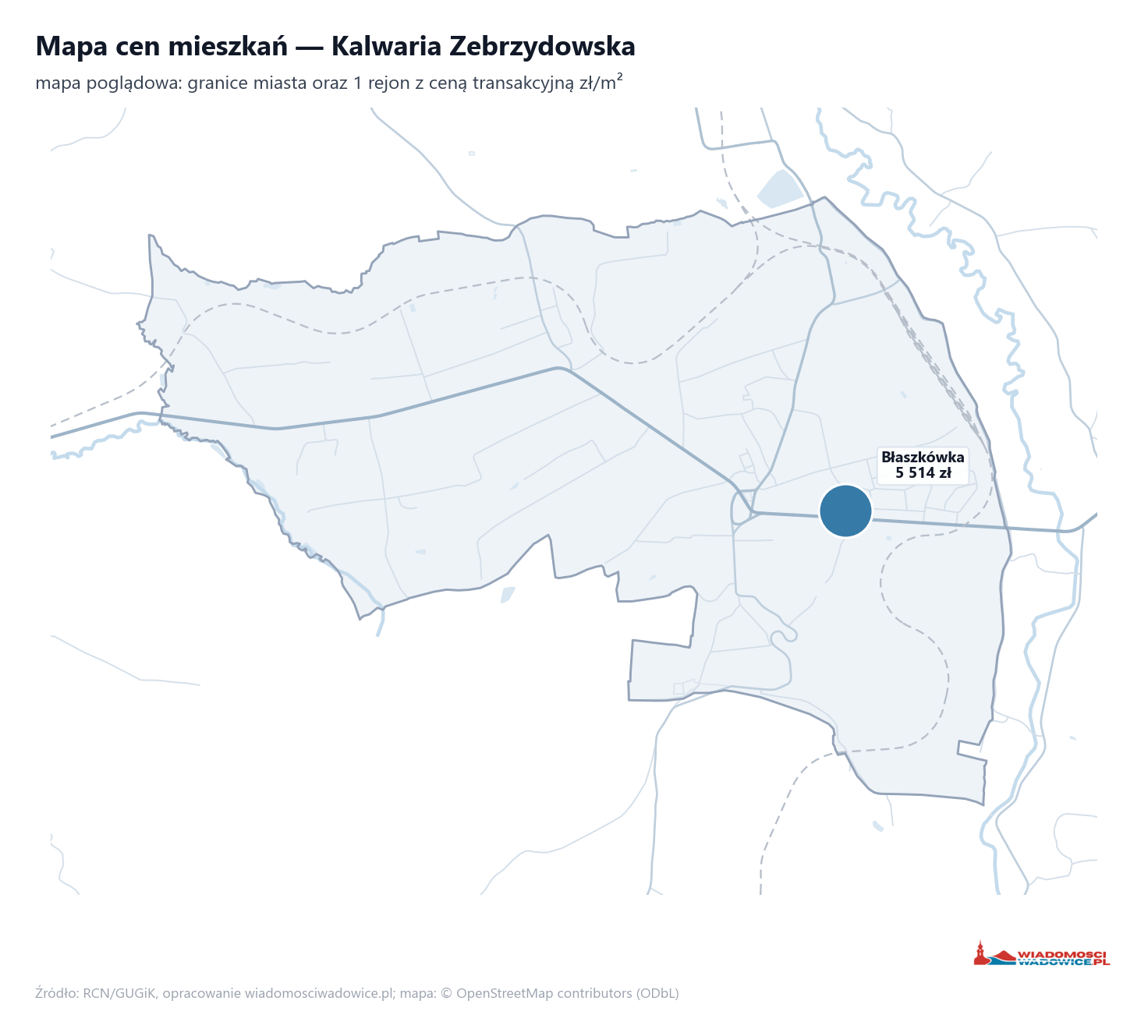 Mapa cen mieszkań - Kalwaria Zebrzydowska