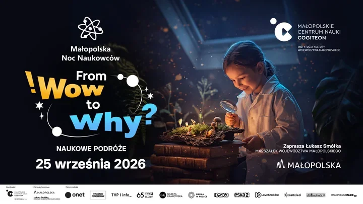 Grafika promocyjna wydarzenia 20. Małopolska Noc Naukowców w Muzeum Miejskim w Wadowicach