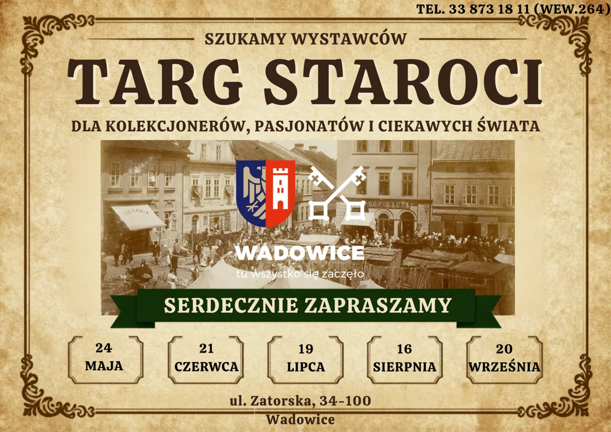 Grafika promocyjna wydarzenia IV Wadowicki Targ Staroci