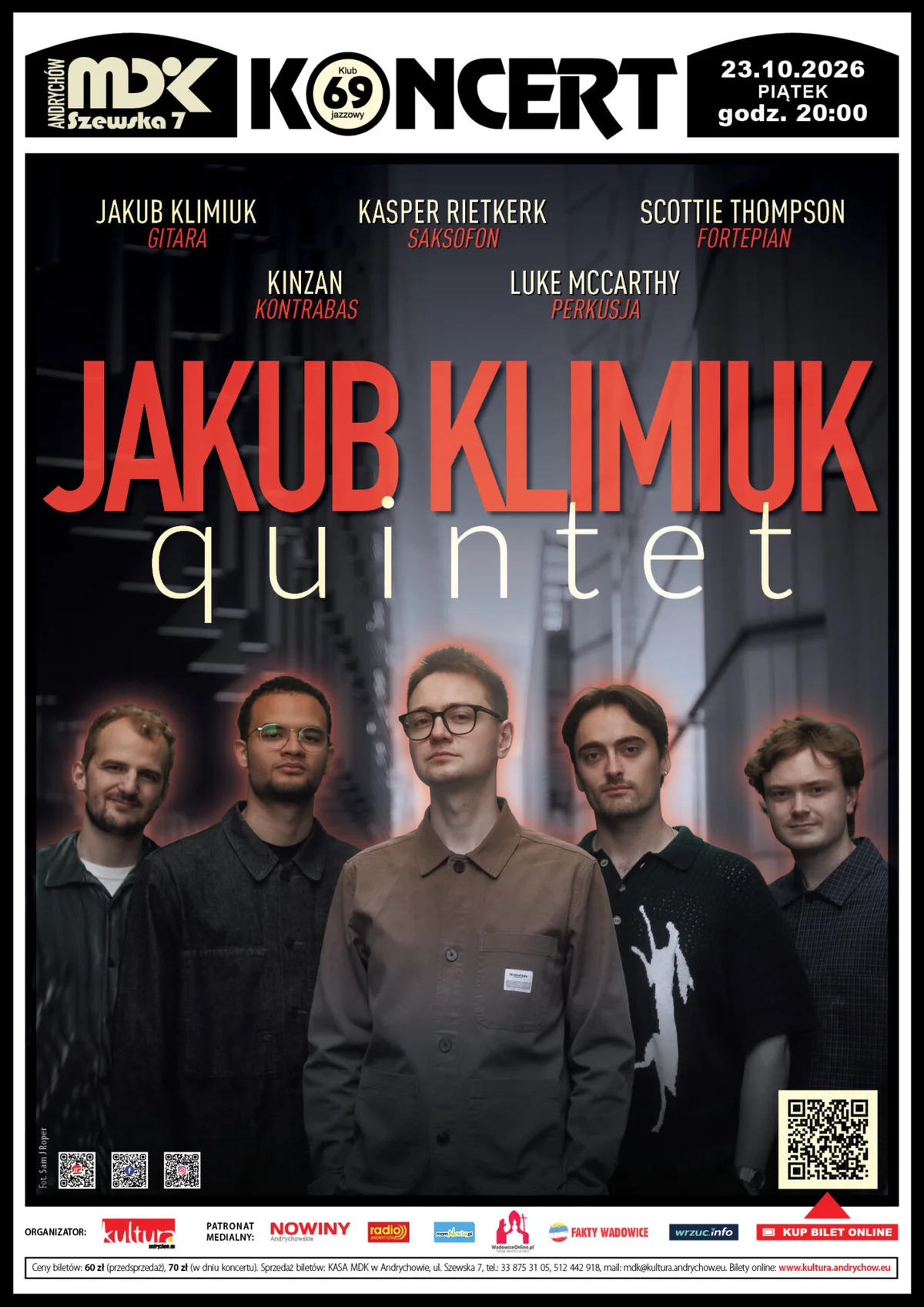Grafika promocyjna wydarzenia Koncert Jakub Klimiuk Quintet