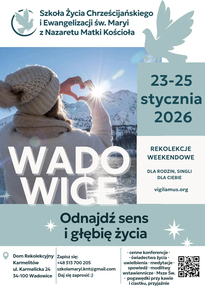 Grafika promocyjna wydarzenia Sesja zimowa Szkoły Życia Wadowice — weekend rekolekcyjny dla ducha i relacji