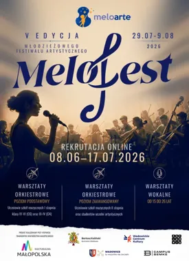 Grafika promocyjna wydarzenia MELOFEST 2026 – V Młodzieżowy Festiwal Artystyczny