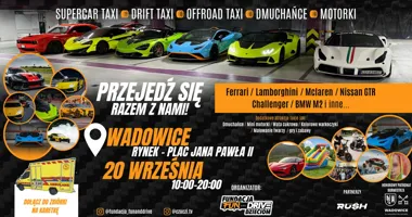 Grafika promocyjna wydarzenia Piknik charytatywno-motoryzacyjny Fundacji FunAndDrive Dzieciom