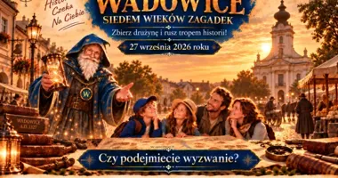 Grafika promocyjna wydarzenia Wadowice. Siedem wieków zagadek
