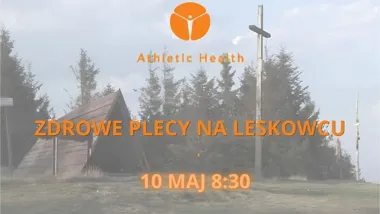 Grafika promocyjna wydarzenia Zdrowe Plecy na Leskowcu – poranne ćwiczenia kręgosłupa w górach