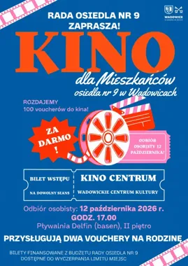 100 darmowych voucherów do kina dla osiedla nr 9 w Wadowicach