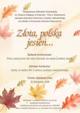 Jesień na papierze i płótnie. Konkurs dla seniorów z powiatu wadowickiego