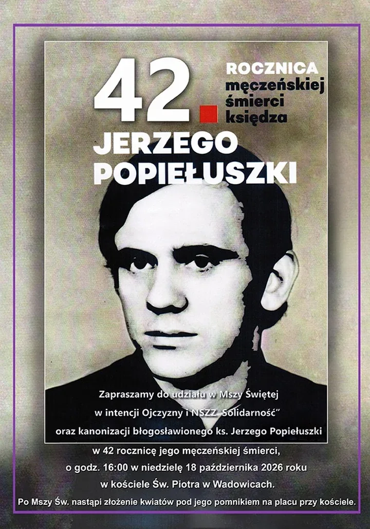 Msza i kwiaty przy pomniku. Wadowice upamiętnią ks. Popiełuszkę