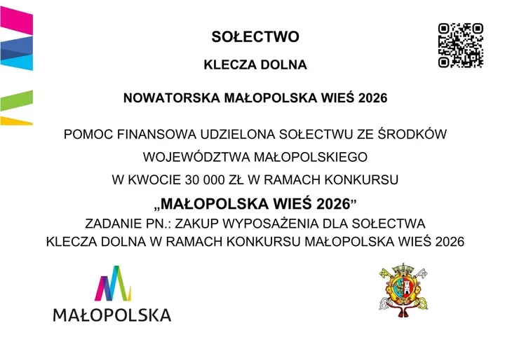 30 tysięcy złotych na wyposażenie dla Kleczy Dolnej. Będzie piec i namioty