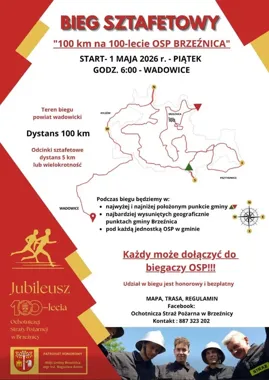 Sto kilometrów na stulecie OSP Brzeźnica i finisz honorowy na rynku